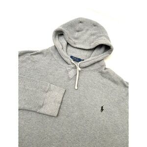 Polo Ralph Lauren Waffle Knit Thermal Pullover Hoodie 3XB Gray Big & Tall
